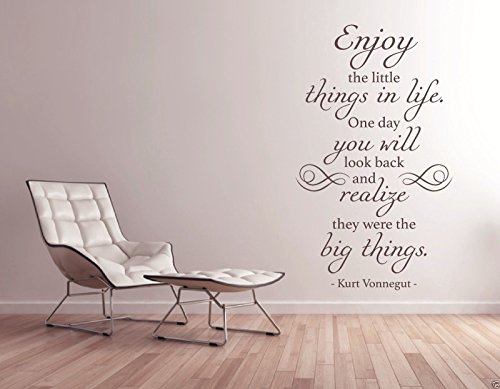 tjapalo® S-pkm14 Wandtattoo Wohnzimmer Wandtattoo Spruch Zitat Kurt Vonnegut Enjoy the little things in live englisch genieße die kleinen Dinge Flur Aufkleper Tapetensticker (H120 x B58 cm) von tjapalo