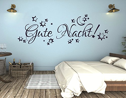 tjapalo® S-pkm60 Wandtattoo Schlafzimmer Wandtatoo Kinderzimmer Kinder junge Mädchen Baby Wandaufkleber Gute Nacht mit Sternen (B58 x H20) von tjapalo