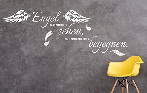 tjapalo® W-pkm54 Wandtattoo Wohnzimmer Wandtatoo Schlafzimmer Flur Mädchen Wandaufkleber Spruch Engel kann man nicht sehen (B100 x H 34 cm) von tjapalo