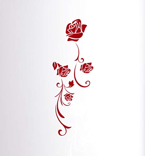 tjapalo® Wandtattoo Blumen einzeln Element Wandtattoo Rosen rot Wandtattoo Blumenranken Wantattoo wohnzimmer Blumen, Farbe: Rot, Größe: H70xB24cm von tjapalo