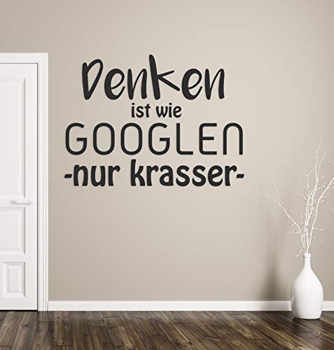 tjapalo® a106 Wandtattoo Büro Sprüche Motivation deutsch Wandsprüche Büro Motivationsspruch denken ist wie googlen, Farbe: braun (kaffee), Größe: B100xH58cm von tjapalo