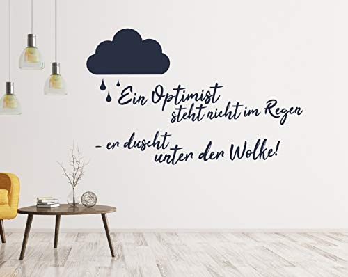 tjapalo® a106 Wandtattoo Büro Sprüche Motivation deutsch Wandsprüche Büro Motivationsspruch ein optimist steht nicht im Regen, Farbe: Silber, Größe: B100xH58cm von tjapalo