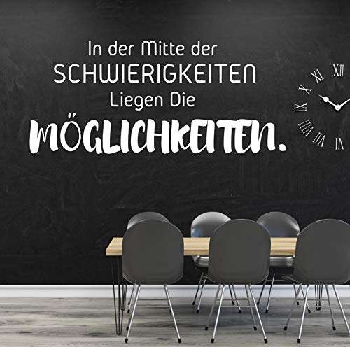 tjapalo® a111 Wandtattoo Büro Sprüche Motivation deutsch Wandsticker in der Mitte der Schwierigkeiten liegen die Möglichkeiten, Farbe: Rot, Größe: B120xH58cm von tjapalo