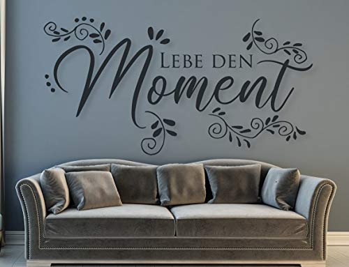 tjapalo® a19 Wandtattoo lebe den moment jugendzimmer mädchen sprüche Wandsticker Wohnzimmer Wandtattoos modern, Farbe: dunkelgrau, Größe: B100xH48cm von tjapalo