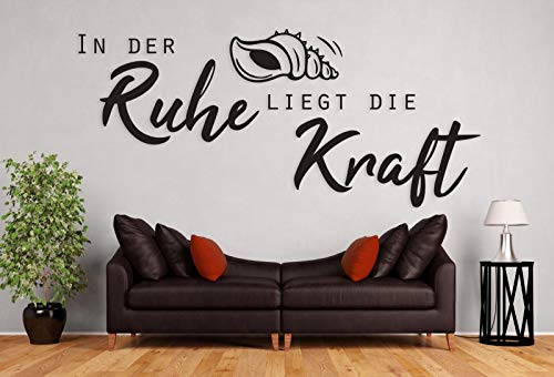 tjapalo® a20 Wohnzimmer Wandtattoos modern Wandaufkleber Büro Sprüche Wandspruch Wandtattoo in der Ruhe liegt die Kraft, Farbe: braun (kaffee), Größe: B140xH58 von tjapalo