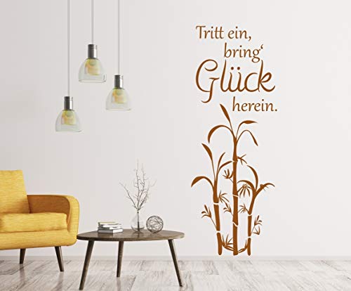 tjapalo® a203 Wandtattoo Bambus Wandtattoo Glück Wandtattoo flur und Diele tritt ein bring Glück herein, Größe: H150xB58cm, Farbe: kupfer von tjapalo