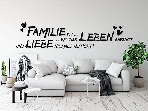 tjapalo® a23 Wandtattoo Familie Spruch wohnzimmer Sprüche Wandsticker Familiensprüche Wandtattoo Familie ist, Farbe: Schwarz, Größe: B140xH33cm von tjapalo