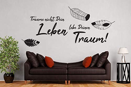 tjapalo® a29 Wohnzimmer wandtattoo träume nicht dein leben sondern lebe deinen traum wandtattoo zitate und sprüche, Farbe: Beige, Größe: B58xH25cm von tjapalo