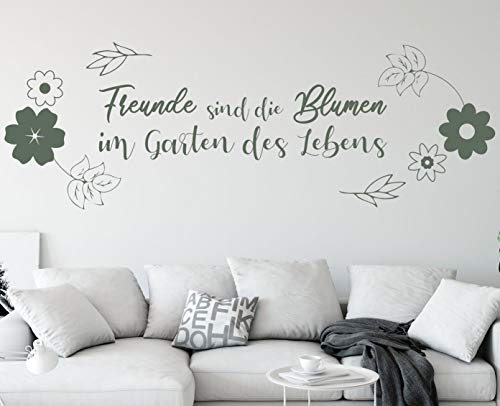 tjapalo® a307 Wandtattoo Wohnzimmer spruch Zitate Wandaufkleber Wandtattoo Freunde sind die Blumen im Garten des Lebens, Farbe: Weiß, Größe: B100xH34cm von tjapalo