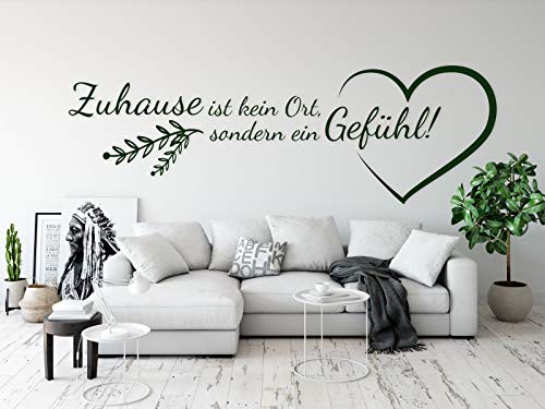 tjapalo® a33 Wandtattoo Zuhause ist kein Ort sondern ein Gefühl Wohnzimmer Wandspruch Zuhause ist Wanddeko Flur Diele Wandaufkleber, Größe: B140xH49cm, Farbe: braun von tjapalo