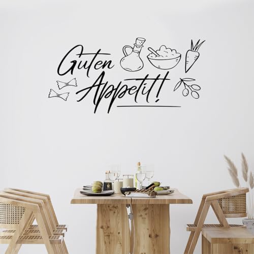 tjapalo® a35 wandtattoo guten appetit Wandtattoo küchensprüche Wandsticker Esszimmer sprüche Küche mordern, Farbe: dunkelgrau, Größe: B120xH58cm von tjapalo