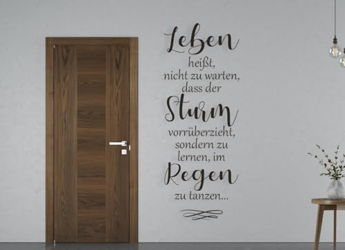 tjapalo® a46 wandtattoo zitate und sprüche Wandsticker Wohnzimmer spruch wandtattoo leben heisst nicht zu warten, Farbe: Beige, Größe: H120xB46cm von tjapalo