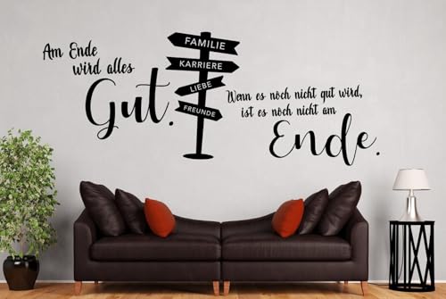 tjapalo® a49 wandtattoo am ende wird alles gut und wenn es nicht gut ist Wandspruch Wohnzimmer Familie Freunde Jugendzimmer Wandtattoo Wohnzimmer sprüche, Farbe: gold metallic, Größe: B140xH50cm von tjapalo