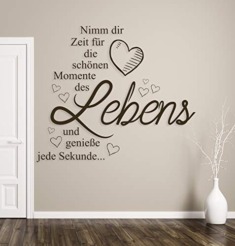 tjapalo® a51 Wandtattoo nimm dir Zeit für die schönen Momente wandtattoo wohnzimmer spruch zitate Wandsticker Flur und Diele wanddeko Wohnzimmer modern, Farbe: gold metallic, Größe: H38xB35cm von tjapalo