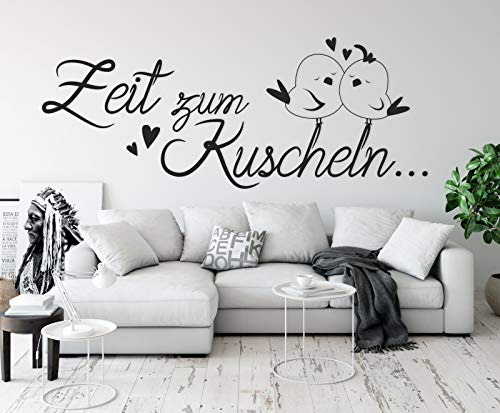 tjapalo® a8 wandtattoo Zeit zum Kuscheln Wandtattoo Schlafzimmer spruch liebe Wandtattoo Wohnzimmer romantisch Wandsprüche paare, Farbe: Beige, Größe: B160xH58cm von tjapalo