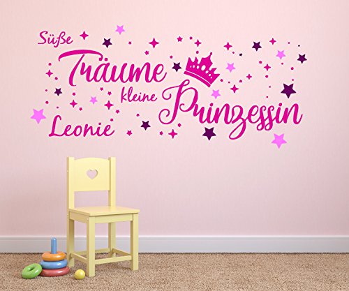 tjapalo® p-pkm346+24s-name1 Wandtattoo Prinzessin mit Name Wandtattoo süße Träume kleine Wandsticker Mädchen (B140 x H58 cm) von tjapalo