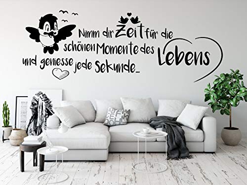 tjapalo® pk224 Wandtattoo nimm dir Zeit für die schönen Momente wandtattoo wohnzimmer spruch zitate Wandsticker Flur und Diele, Farbe: Schwarz, Größe: B160xH58cm von tjapalo