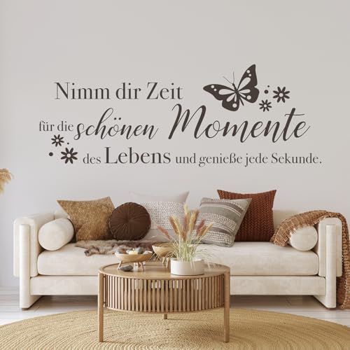 tjapalo® pk228 Wandtattoo nimm dir Zeit für die schönen Momente wandtattoo wohnzimmer spruch zitate Wandsticker Flur modern, Farbe: braun (kaffee), Größe: B58xH22cm von tjapalo