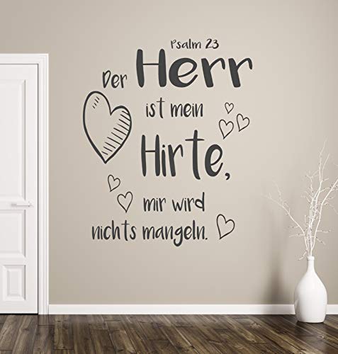 tjapalo® pk234 Wandtattoo Der Herr ist mein Hirte Wandtattoo Wohnzimmer Spruch Psalm 23 Wandtattoo christlich, Farbe: Schwarz, Größe: H80xB58cm von tjapalo