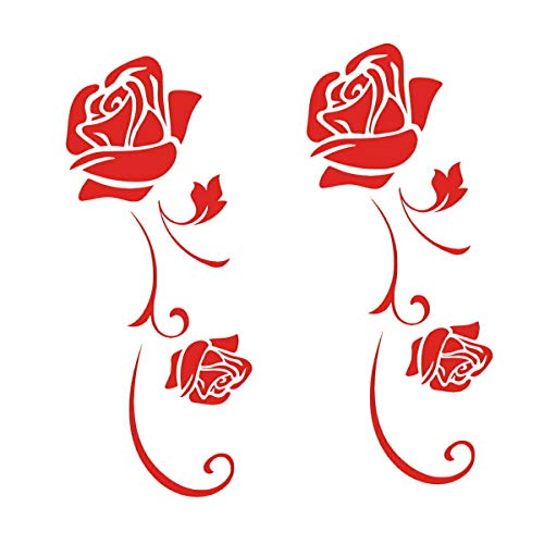 tjapalo® pk267 2xAutoaufkleber Rosen Auto Fenster Spiegel Aufkleber Tattoo Cut Decals Selbstklebende rosen autoaufkleber blumen, Farbe: Rot, Größe: H29x12cm von tjapalo