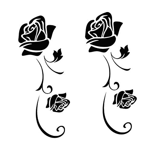 tjapalo® pk267 2xAutoaufkleber Rosen Auto Fenster Spiegel Aufkleber Tattoo Cut Decals Selbstklebende rosen autoaufkleber blumen, Farbe: Schwarz, Größe: H29x12cm von tjapalo