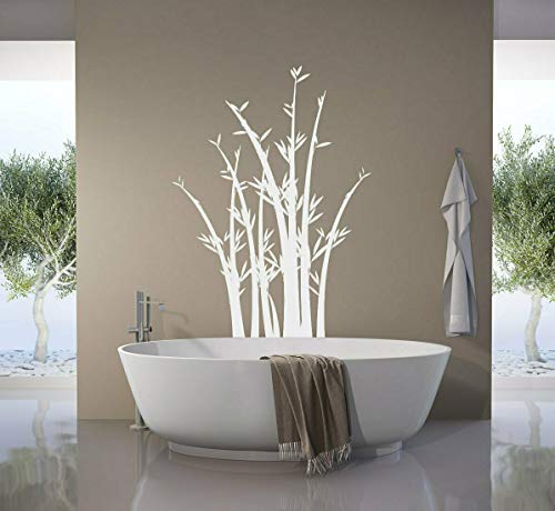 tjapalo® pk273 Wandtattoo Bambus Schilf Strauch Dekoration Wandaufkleber für Badezimmer und Wohnzimmer viele Farben, Farbe: Weiß, Größe: H90xB58cm von tjapalo