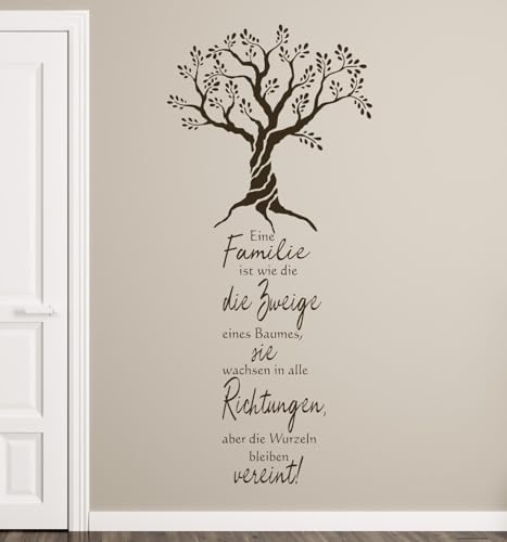 tjapalo® pk283 Wandtattoo Familie ist wie die Zweige eines Baumes Wandaufkleber wandtattoo wohnzimmer spruch familie, Weiß, Größe: H130xB58cm von tjapalo