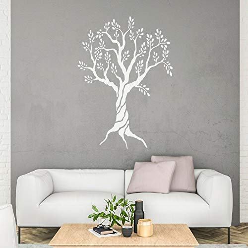 tjapalo® pk290 Wandtattoo Baum Wandsticker Wandtattoo pflanzen Wandtattoo wohnzimmer Baum Wandtattoo flur und diele, Silber, Größe: H80xB58cm von tjapalo