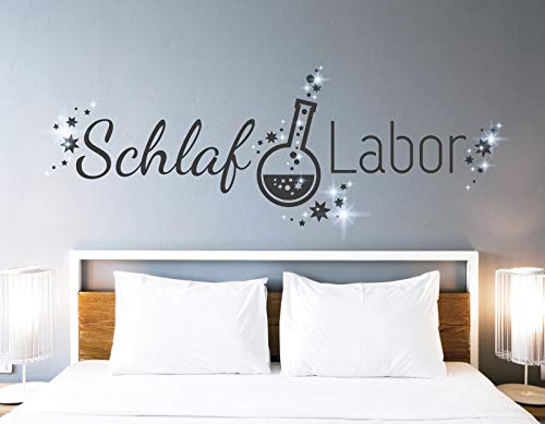 tjapalo® pkm483 Wandtattoo Schlaflabor mit Glitzersteinen Wandaufkleber Schlafzimmer Jugendzimmer Mädchen Junge Wandtattoo schlafen, Größe: B90xH30cm, Farbe: dunkelrot von tjapalo