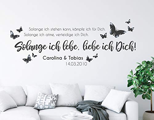 tjapalo® pkm488 Wandtattoo Wohnzimmer liebe mit namen Wandsticker liebe Wandtattoo liebessprüche Wandtattoo liebe mit namen, Farbe: azurblau, Größe: B160xH58cm von tjapalo