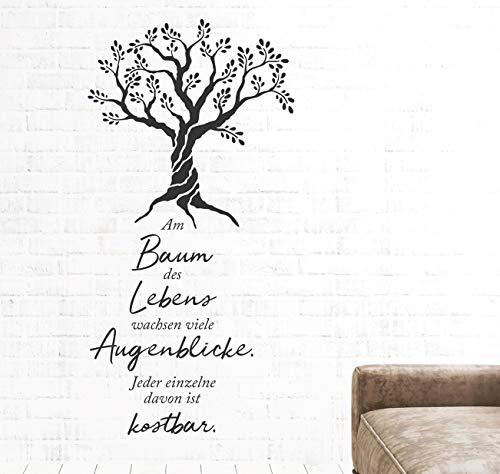 tjapalo® pkm537 Wandtattoo Wohnzimmer Wandspruch Baum des Lebens Sprüche Zitate Wandaufkleber, Größe: H120xB57cm, Farbe: braun von tjapalo