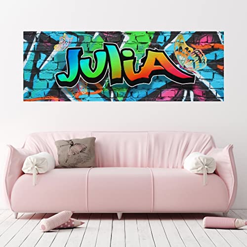 tjapalo® pkvr29x Graffiti Bild Poster mit Namen Mädchen Wandbild für jugendliche Geschenk Teenager Mädchen personalisiert Kinderzimmer Wandbild Graffiti name, Größen Name: B100xH35cm von tjapalo