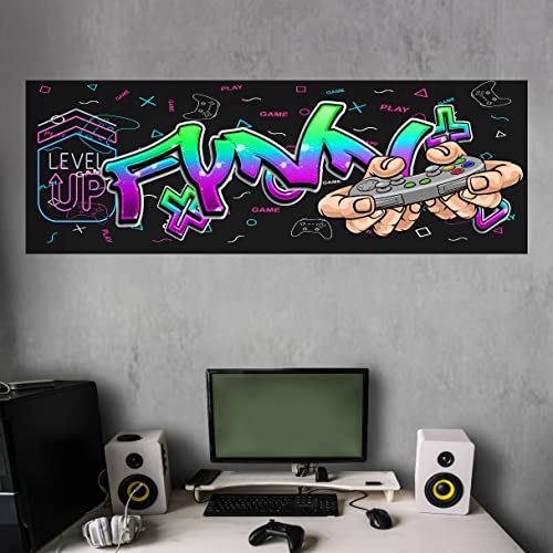 tjapalo® pkvr34 Cooles Poster Gamer mit Namen für die Wand modernes Wandbild für jugendliche Geschenk Teenager Jungs personalisiert Kinderzimmer Wandbild Gaming, Größe: B100xH35cm von tjapalo