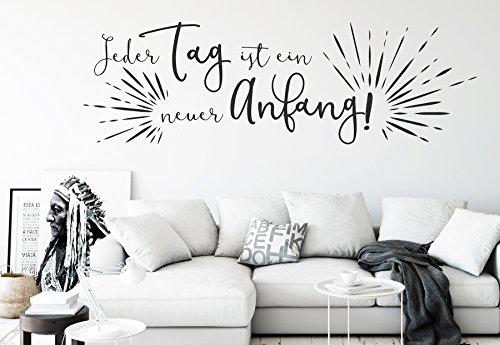 tjapalo® s-pkm 373 Wandtattoo Schlafzimmer Wohnzimmer Wandspruch Sprüche jeder Tag ist ein neuer Anfang- in vielen Farben (B160 x H50 cm) von tjapalo