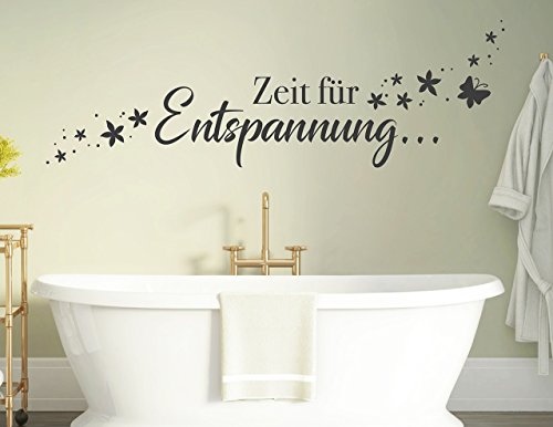 tjapalo® s-pkm 412 Wandtattoo Badzimmer Schlafzimmer Wandspruch Sprüche Zeit zur Entspannung pkm412 - in vielen Farben (B140 x H44 cm) von tjapalo