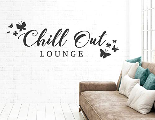 tjapalo® s-pkm442 wandtattoo chillout lounge Wandtattoo Wohnzimmer Spruch Wandsticker Wohnzimmer modern Wandtatoo Badezimmer Wellness viele Farben, Größe: B58xH20, Farbe: beige von tjapalo