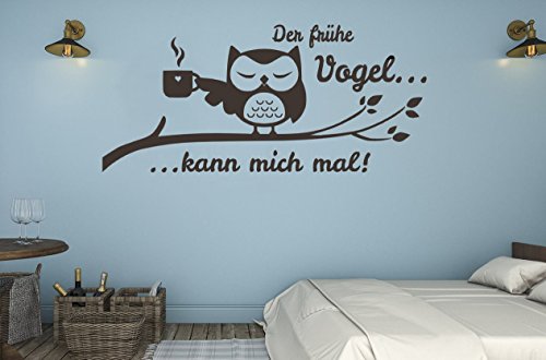 tjapalo® s-tk31 Wandtattoo Schlafzimmer modern Wohnzimmer Wandsticker Büro Eule Wandaufkleber der frühe Vogel kann mich mal (Breite150 x Höhe58cm TOP) von tjapalo