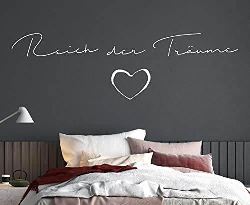 tjapalo® ul17 Schlafzimmer Wandtattoo Spruch Wandtattoo Schlafzimmer sprüche Wandspruch Schlafzimmer modern Wandsticker Reich der Träume, Farbe: kupfer, Größe: B160xH46cm von tjapalo