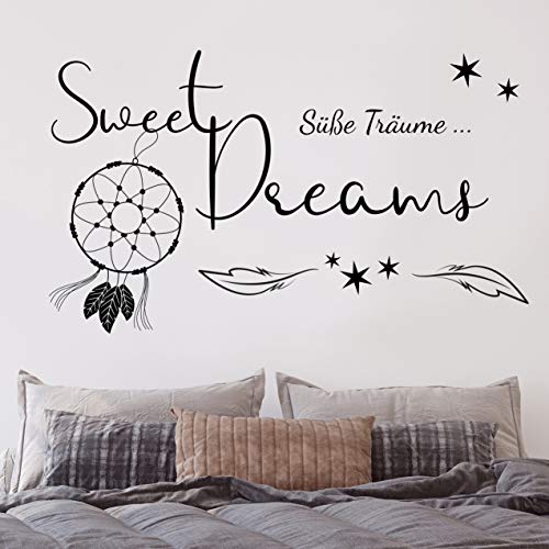 tjapalo® v47 Wandtattoo Schlafzimmer Wandtattoo Sweet Dreams Wandtatoo Traumfänger süße träume Wandtattoo Schriftzug Schlafzimmer, Farbe: pastellrosa, Größe: B100xH44cm von tjapalo