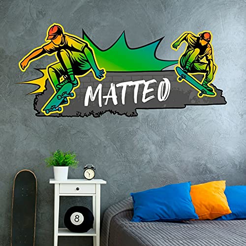 tjapalo® vR39 Cooles Wandtattoo Junge Name Wandsticker Jungen Zimmer Skater Wandtattoo Jungen Wandtatoo Kinderzimmer Junge Wunschname, Größe: B80xH36cm von tjapalo