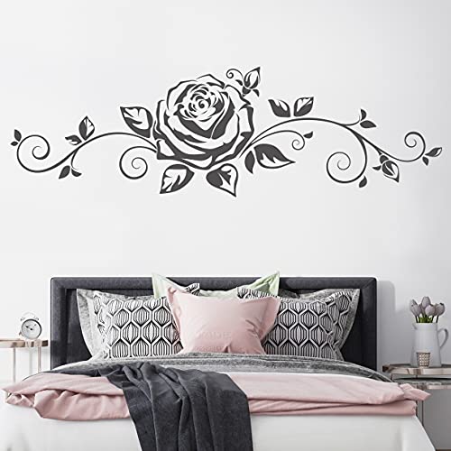 tjapalo® vr10 Schlafzimmer Wandtattoo Blumenranken Rose Wandaufkleber Ranke Wandtattoo Wohnzimmer pflanzen Wandtattoo ranken groß, Farbe: Weiß, Größe: B120xH36cm von tjapalo