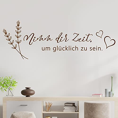 tjapalo® vr14 Sprüche Wandtattoo nimm Dir Zeit um Glücklich zu sein wandtattoo wohnzimmer spruch zitate Wandsticker Flur und Diele, Farbe: Schwarz, Größe: B160xH54 von tjapalo