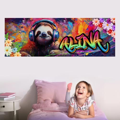 tjapalo® vz106 Cooles Wandbild Graffiti Poster mit Namen personalisiert Graffiti Kinderzimmer Poster Name XXL Wandbild Teenager Mädchen Name Poster Mädchenzimmer Grafitti Bilder, B70xH24cm von tjapalo