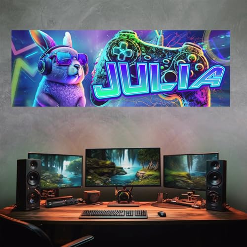 tjapalo® zp Bild Gamerhase Gamer poster mit Namen personalisiert gaming Wanddeko gamer Bild für die Wand Wandbild Jugendzimmer gamer Poster gaming zimmer Bilder für Teenager, Farbe: zp103 von tjapalo