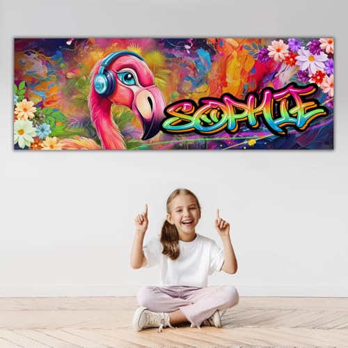 tjapalo® ZP97 Graffiti Poster Mit Namen - Coole Bilder für Teenager - Kinderzimmer Mädchen Poster - Flamingo Bild von tjapalo