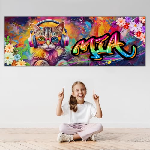 tjapalo® zp98 Grafitti Poster mit Namen Bild mit Namen Coole Bilder für Teenager Cool Graffiti Poster Kinderzimmer Mädchen Name Mädchen Poster Graffiti Name Poster Katze von tjapalo