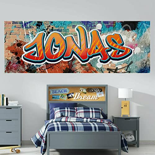 vr190 extra robust Cooles Wandbild Graffiti Poster mit Namen personalisiert Graffiti Kinderzimmer Poster Name XXL Wandbild Teenager junge Mädchen Name, Größe: B48xH17cm von tjapalo