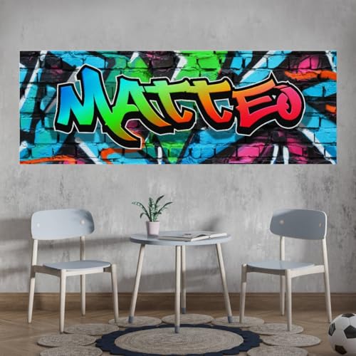 tjapalo vr191 Wandbild Graffiti Poster mit Namen personalisiert Graffiti Kinderzimmer Poster Name XXL Wandbild Teenager junge Mädchen Name, Größe: B120xH42cm von tjapalo