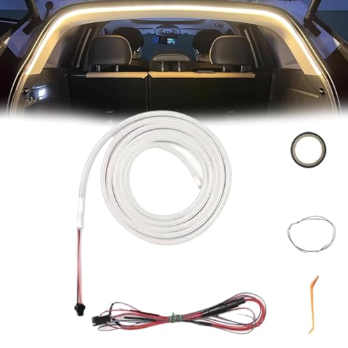 Dynamic Flowing Car Trunk Light Strip, Auto-Kofferraum Lichtstreifen, Automatischer Sensor Tail Box Light Strip, Led Strip Lights for Car Trunk Cargo Area Interior Illumination Decoration (Warm 4M) von tkerinse