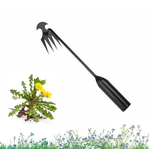 tkerinse Weeding Artifact Uprooting Weeding Tool 2025, 4 Teeth Manganese Manual Weed Remover Tool with Long Handle, Durable Steel Weeding Claw Uprooting Tool for Yard Lawn Farm (30cm/11.81in Black) von tkerinse